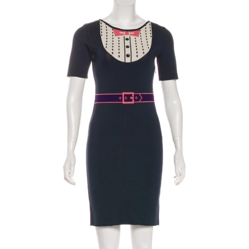 Z Spoke By Zac Posen Trompe L’loeil Knit Sheath Dress Xs